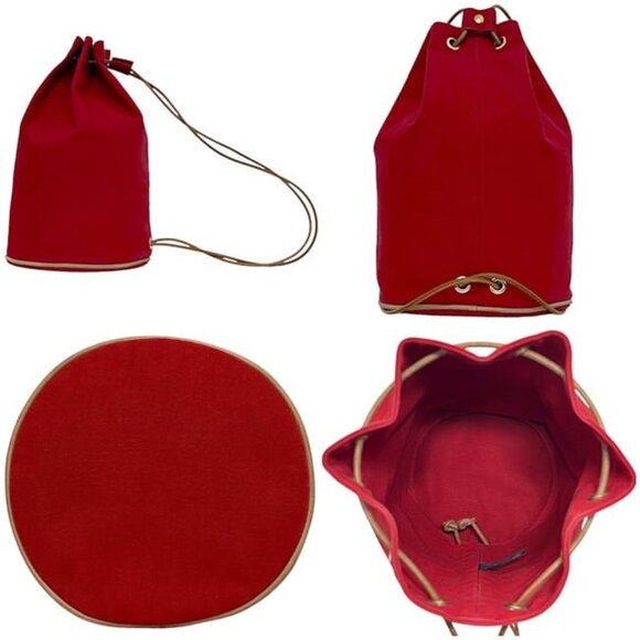Hermes Draw String Backpack Porochon Mimir PM Red Cotton main image 10
